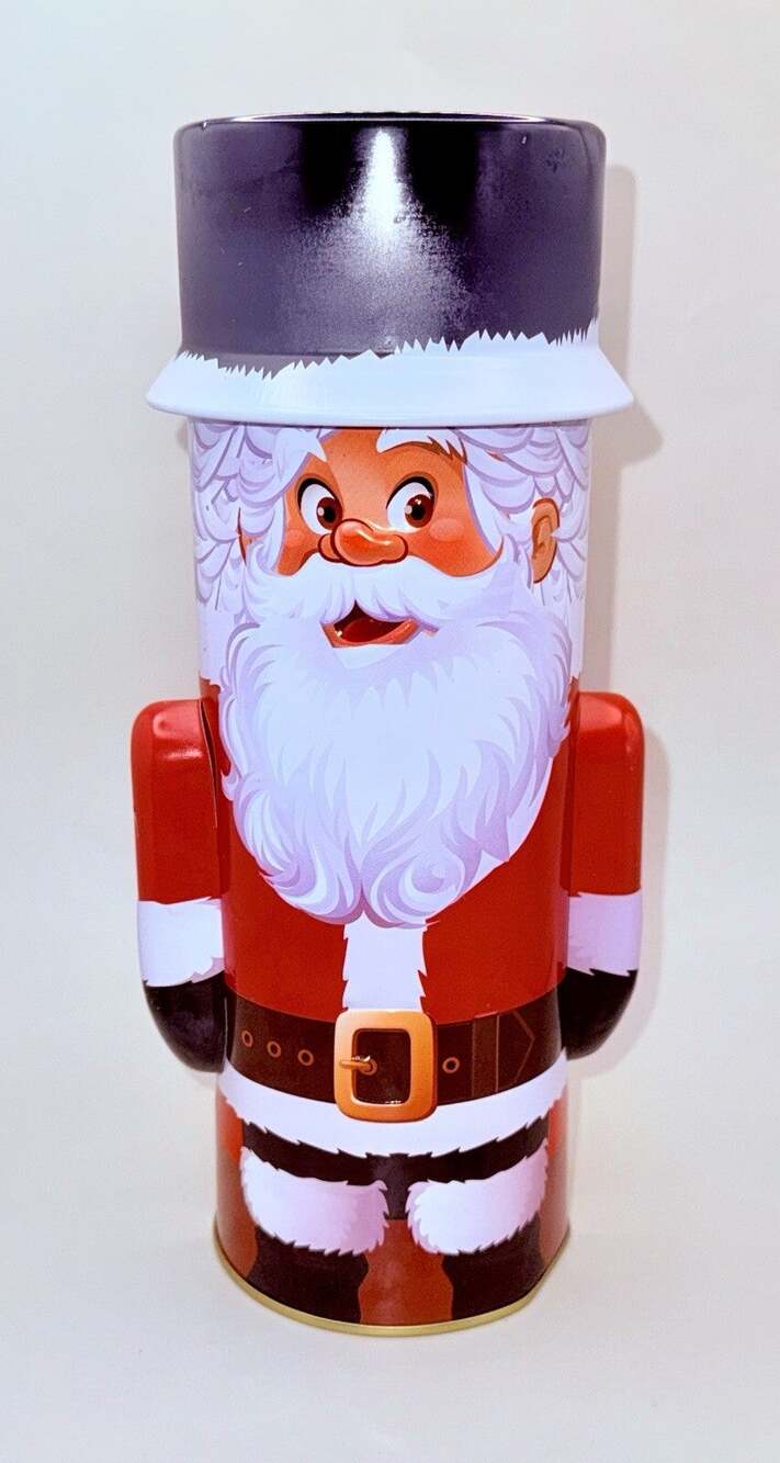 Santa Claus Christmas EMPTY Houdini Cookie Tin Coin Bank Rare 2013